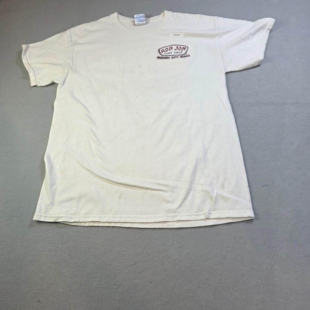 Ron Jon Surf Shop Panama City Beach White Graphic T-Shirt Mens Medium Vintage